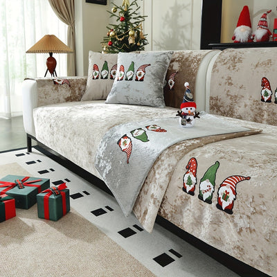 Weihnachtlicher Santa Claus Sofaüberwurf – Weiches Chenille, Rutschfest & Fleckenresistent