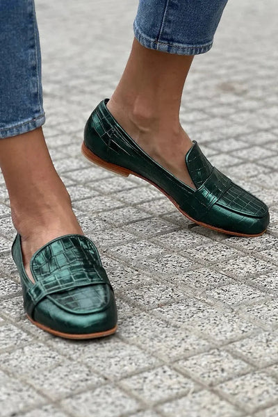 Ylenora - Modische Loafers mit glänzendem, kariertem Muster