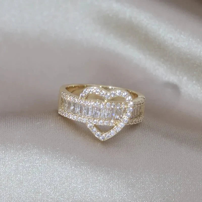 14k Liebhaber Schleife Diamant Herz Ring
