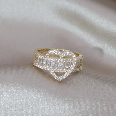 14k Liebhaber Schleife Diamant Herz Ring