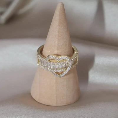 14k Liebhaber Schleife Diamant Herz Ring
