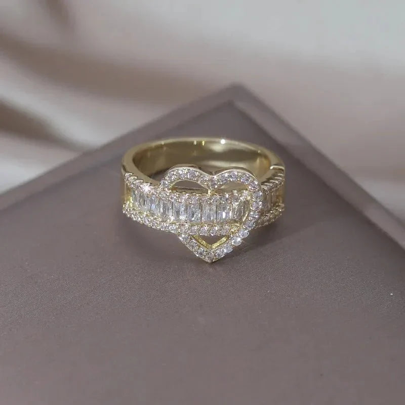 14k Liebhaber Schleife Diamant Herz Ring