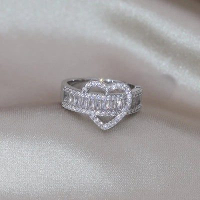 14k Liebhaber Schleife Diamant Herz Ring