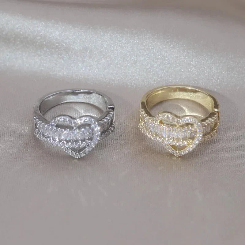 14k Liebhaber Schleife Diamant Herz Ring