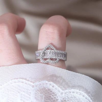 14k Liebhaber Schleife Diamant Herz Ring