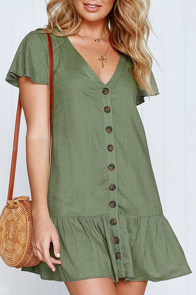 Fátima® | Lockeres Freizeitkleid mit V-Ausschnitt