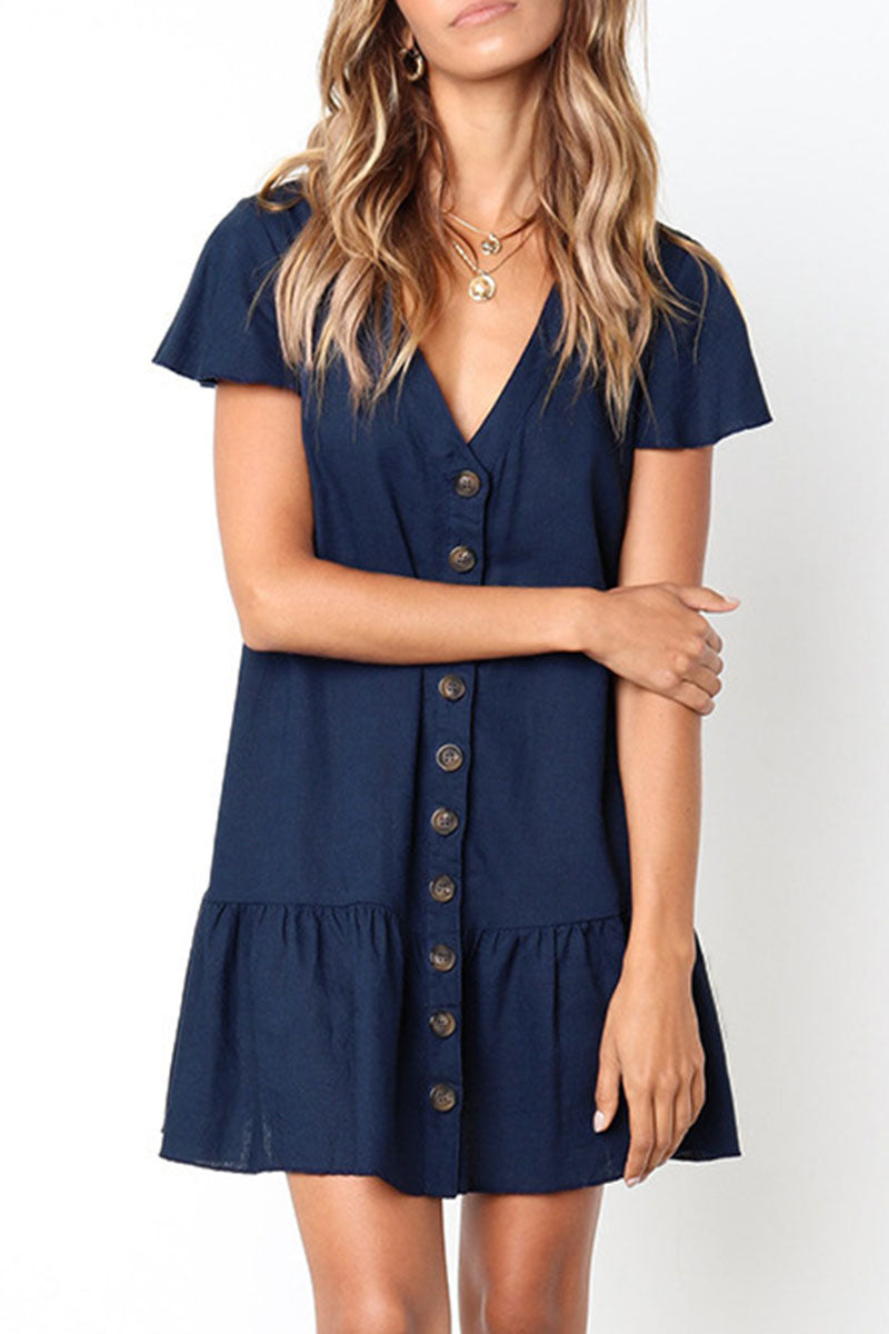 Fátima® | Lockeres Freizeitkleid mit V-Ausschnitt