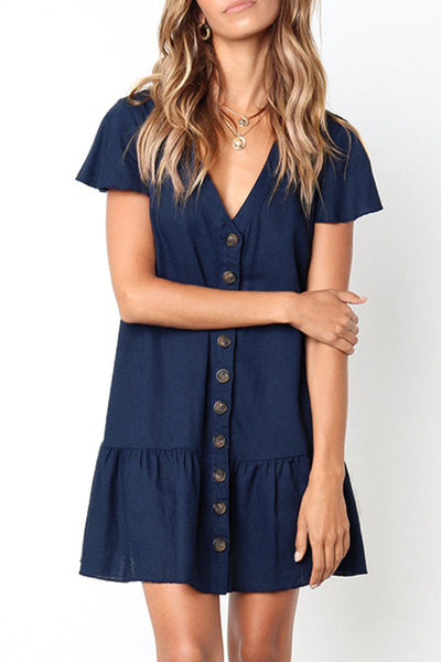 Fátima® | Lockeres Freizeitkleid mit V-Ausschnitt