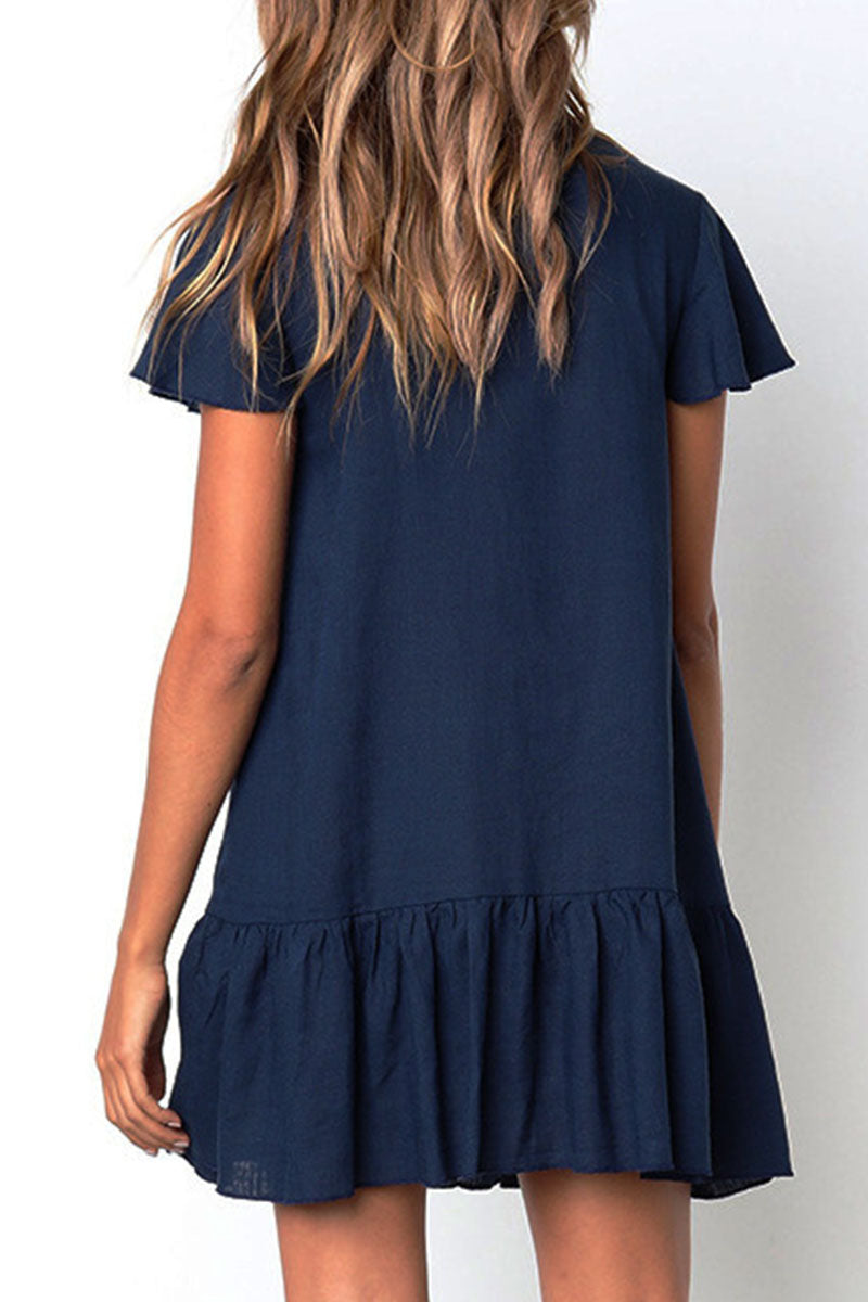 Fátima® | Lockeres Freizeitkleid mit V-Ausschnitt