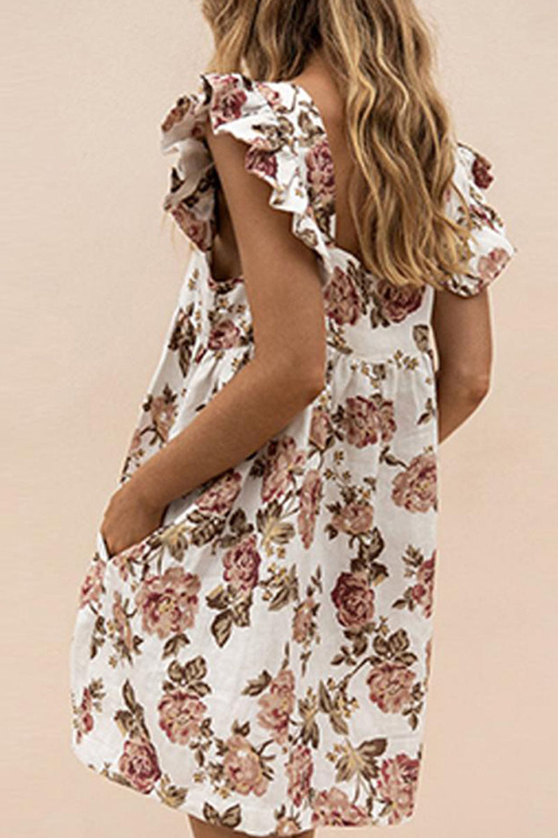 Zenia® | Prinzessinnenkleid mit Patchwork-Print und quadratischem Kragen