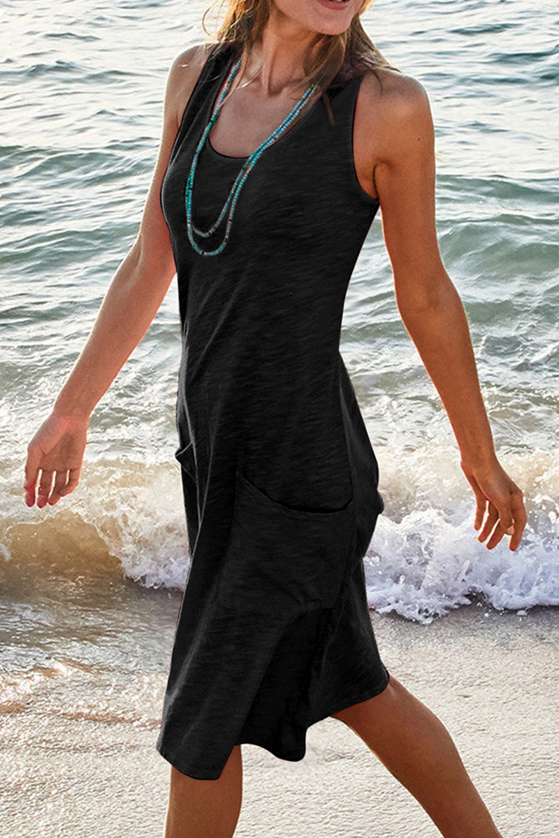 Xenia® | Lässiges Basic-Kleid mit Tasche und Rundhalsausschnitt