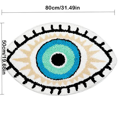 Absorbierender Weißer Evil Eye Teppich – Stilvoller & Schützender Bodenbelag