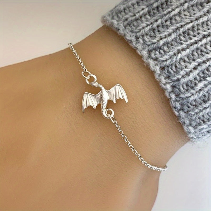 Wunderschönes Armband oder Fußkettchen mit Zartem Drachen-Gestaltung
