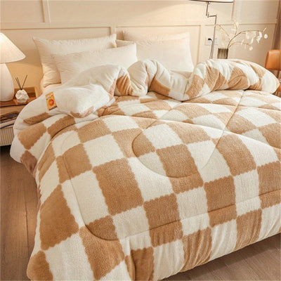 Zeitgemäße Karierte Fleece-Bettdecke – Warm & Stilvoll