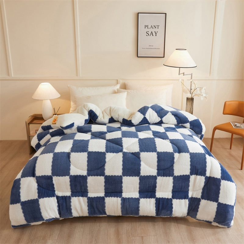 Zeitgemäße Karierte Fleece-Bettdecke – Warm & Stilvoll