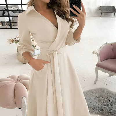 Sofía® | Elegantes Langarmkleid mit V-Ausschnitt