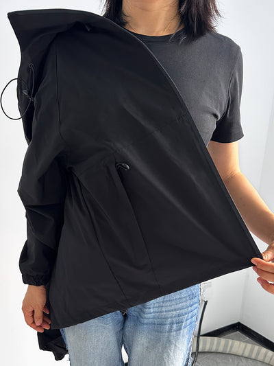 Winddichte Regenjacke mit Kapuze für Damen | Langarm