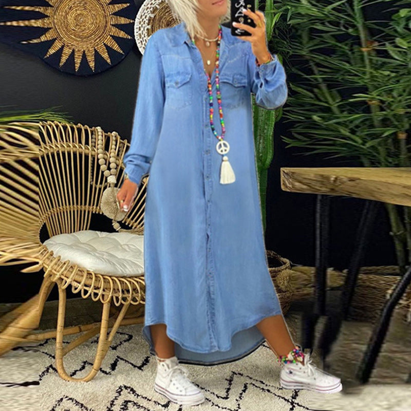 Yara | Langärmliges Maxikleid aus Jeans