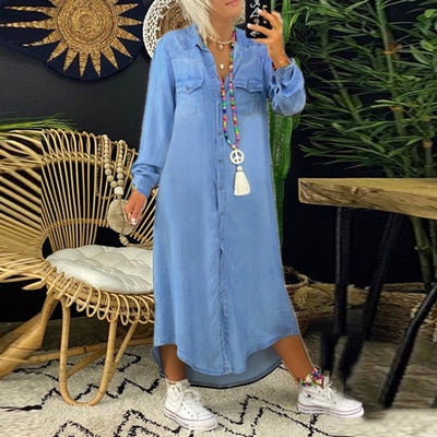 Yara | Langärmliges Maxikleid aus Jeans