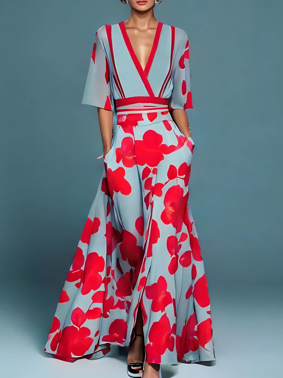 Wickelkleid mit Blumendruck | Fließender Schnitt | Elegante Silhouette