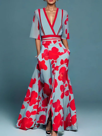 Wickelkleid mit Blumendruck | Fließender Schnitt | Elegante Silhouette