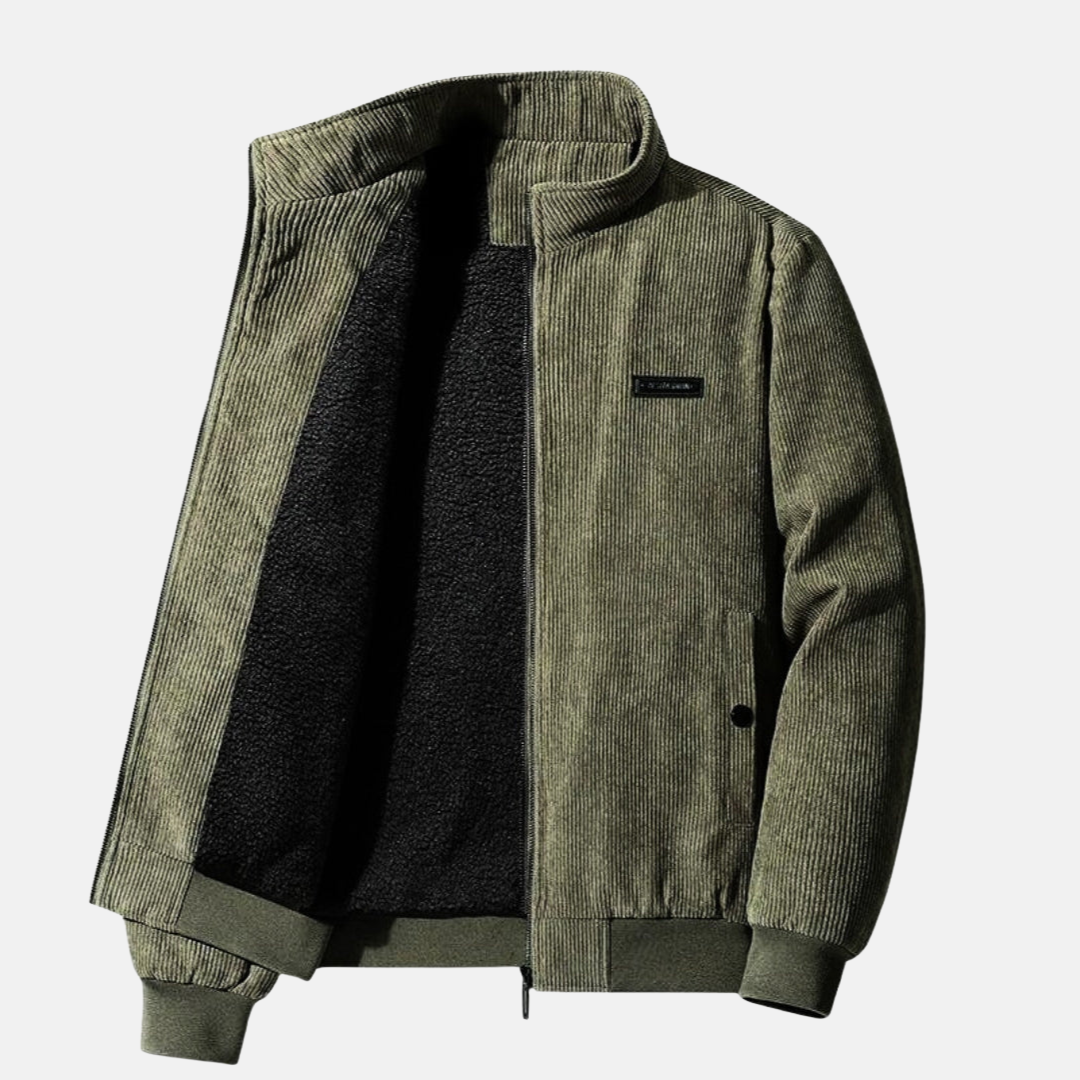Weiche Herrenjacke mit geknöpften Taschen und Reißverschluss