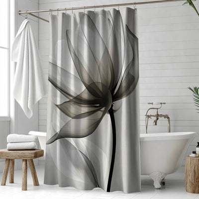 Wasserabweisender Polyester Duschvorhang mit Transparentem Blattdesign