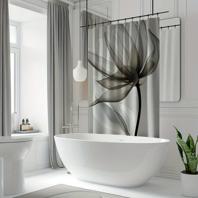Wasserabweisender Polyester Duschvorhang mit Transparentem Blattdesign
