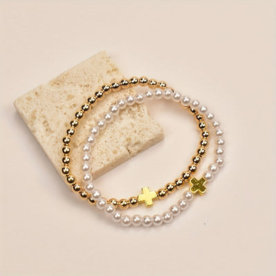 2-teiliges Armband-Satz – Elegante goldfarbene Akzente