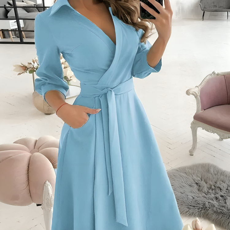 Sofía® | Elegantes Langarmkleid mit V-Ausschnitt