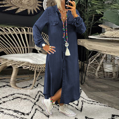 Yara | Langärmliges Maxikleid aus Jeans