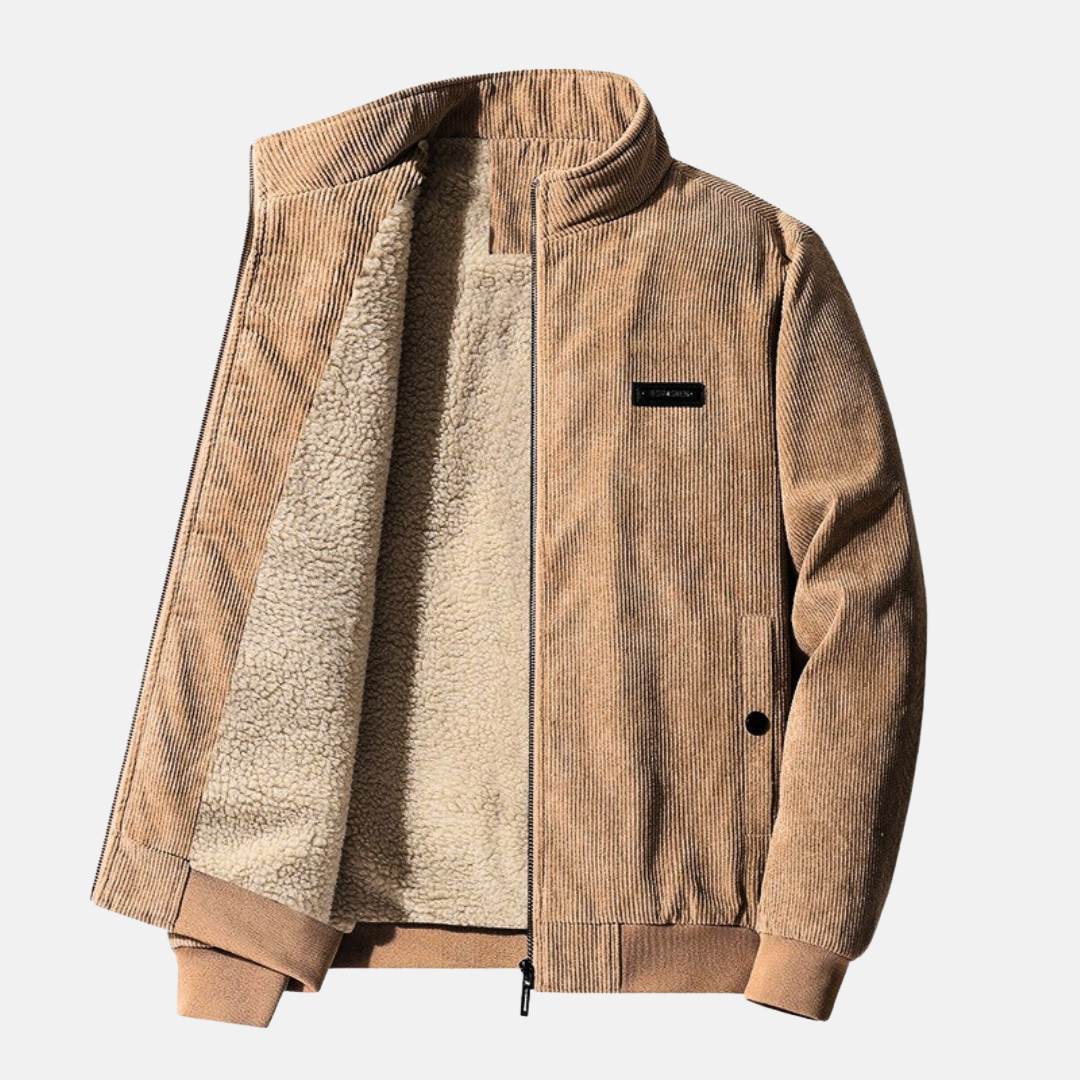Weiche Herrenjacke mit geknöpften Taschen und Reißverschluss