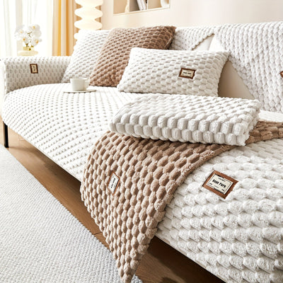 Dicke Wabenfleece-Sofahusse – Gemütlich, Stilvoll und Haustierfreundlich