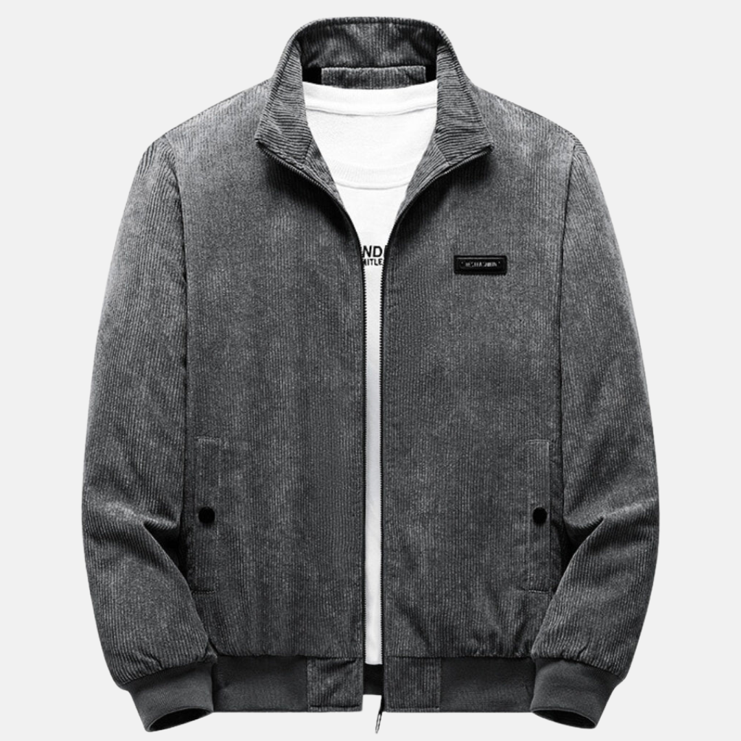 Weiche Herrenjacke mit geknöpften Taschen und Reißverschluss