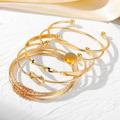 5-teiliges Twist-Armreif-Stapelset
