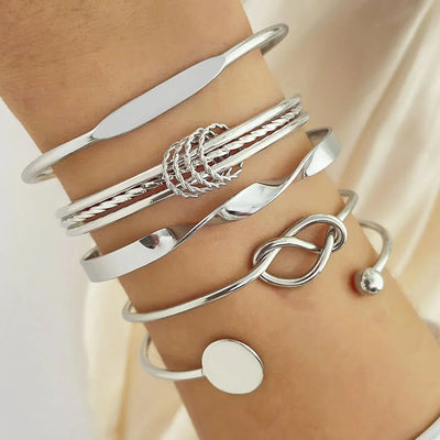 5-teiliges Twist-Armreif-Stapelset