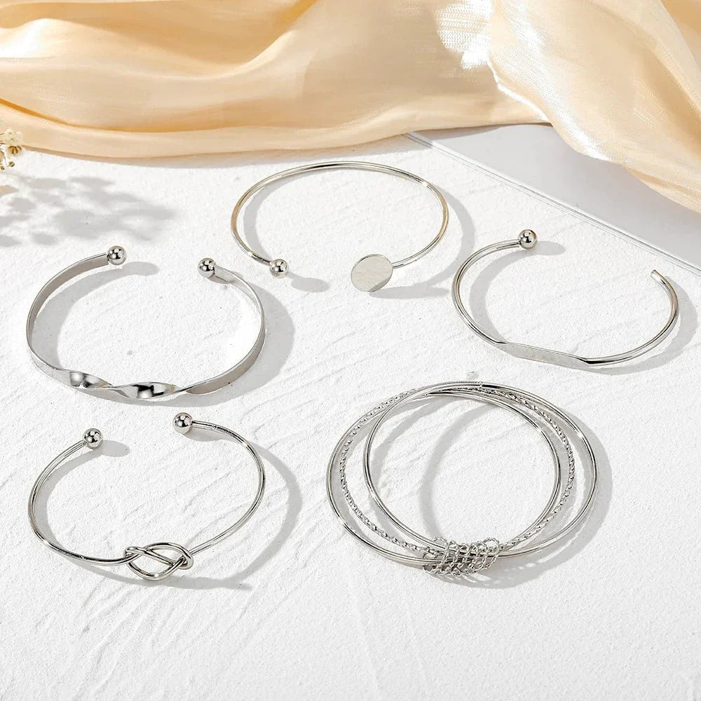 5-teiliges Twist-Armreif-Stapelset