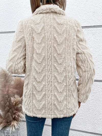 Weiße Fleece Jacke für Damen | Elegante
