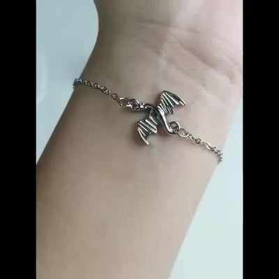 Wunderschönes Armband oder Fußkettchen mit Zartem Drachen-Gestaltung