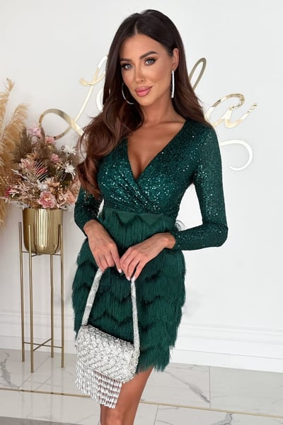 Regan® | Elegantes Kleid mit Pailletten und Fransen