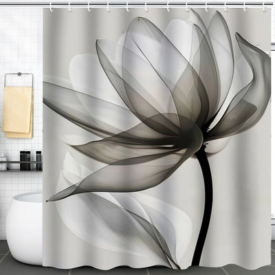 Wasserabweisender Polyester Duschvorhang mit Transparentem Blattdesign