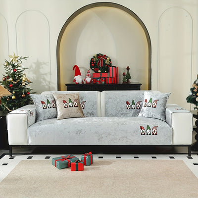 Weihnachtlicher Santa Claus Sofaüberwurf – Weiches Chenille, Rutschfest & Fleckenresistent
