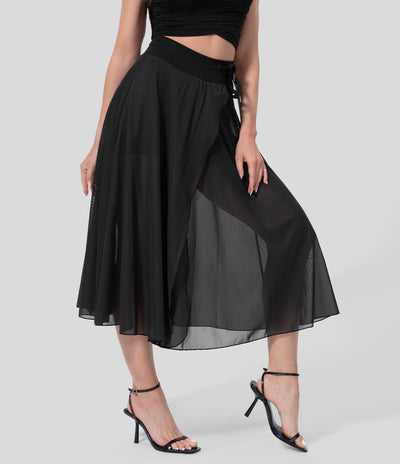 2-in-1 Rockshorts | Transparenter Überrock | Sportlich-feminin
