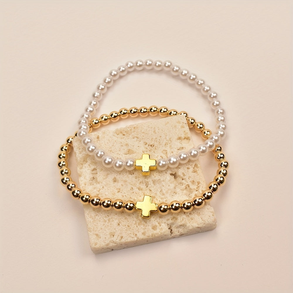 2er-Set Armbänder – Elegante Goldfarbene Akzente