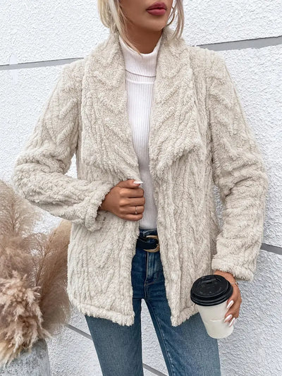 Weiße Fleece Jacke für Damen | Elegante