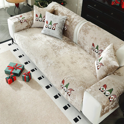 Weihnachtlicher Santa Claus Sofaüberwurf – Weiches Chenille, Rutschfest & Fleckenresistent