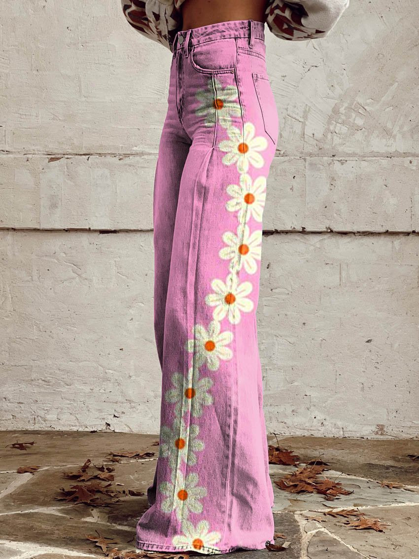 Raven® | Rosa Hose mit Blumendruck