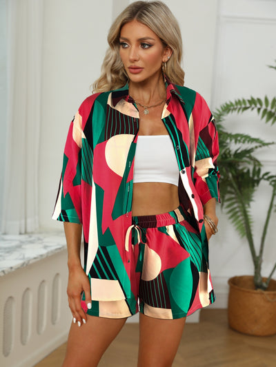 Abby Lässiges zweiteiliges Set | Entspannter Stil, ultimativer Komfort, Trendy abgesenkte Schultern & praktische Shorts mit Kordelzug