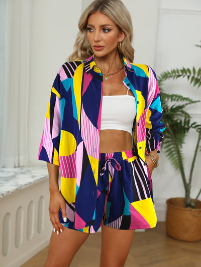 Abby Lässiges zweiteiliges Set | Entspannter Stil, ultimativer Komfort, Trendy abgesenkte Schultern & praktische Shorts mit Kordelzug