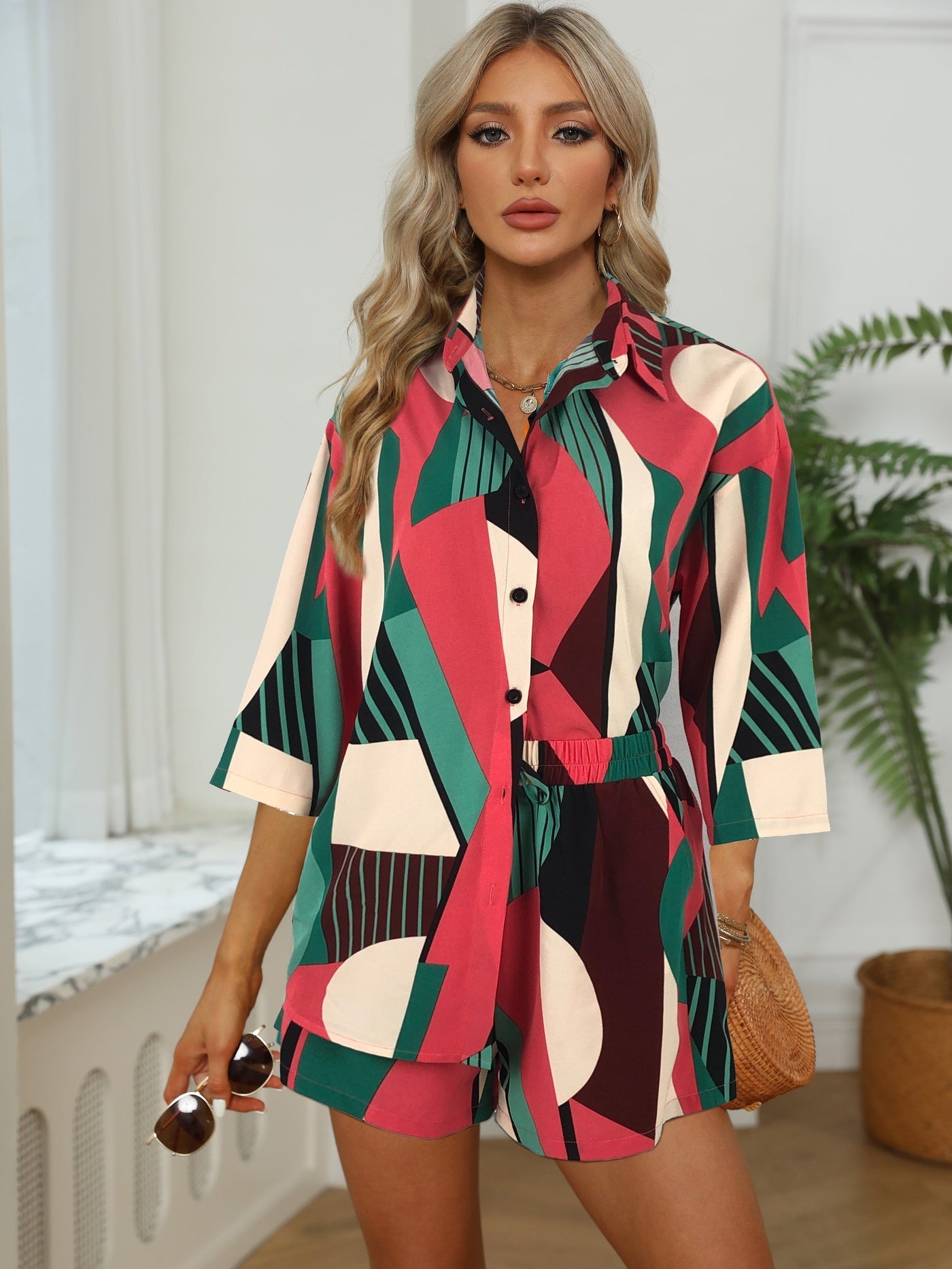 Abby Lässiges zweiteiliges Set | Entspannter Stil, ultimativer Komfort, Trendy abgesenkte Schultern & praktische Shorts mit Kordelzug